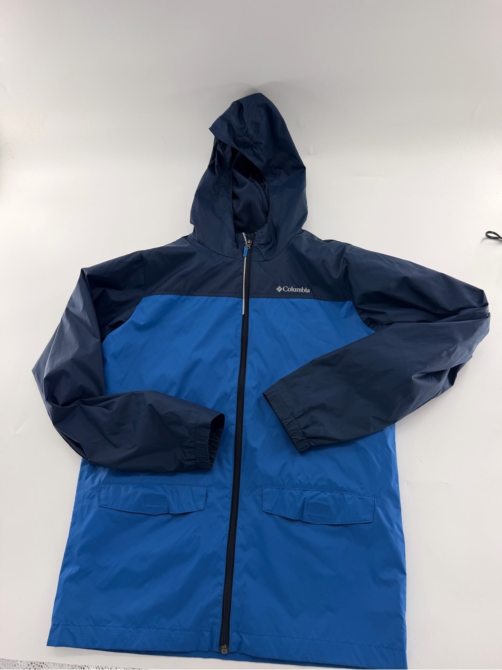 Columbia Boys Rain Zilla Water Resistant Rain Jacket Two Tone Blue Lightweight